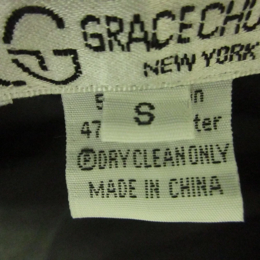 Grace Chuang Coat Womens Small White Satin Embroidered Floral 3/4 Sleeve Formal
